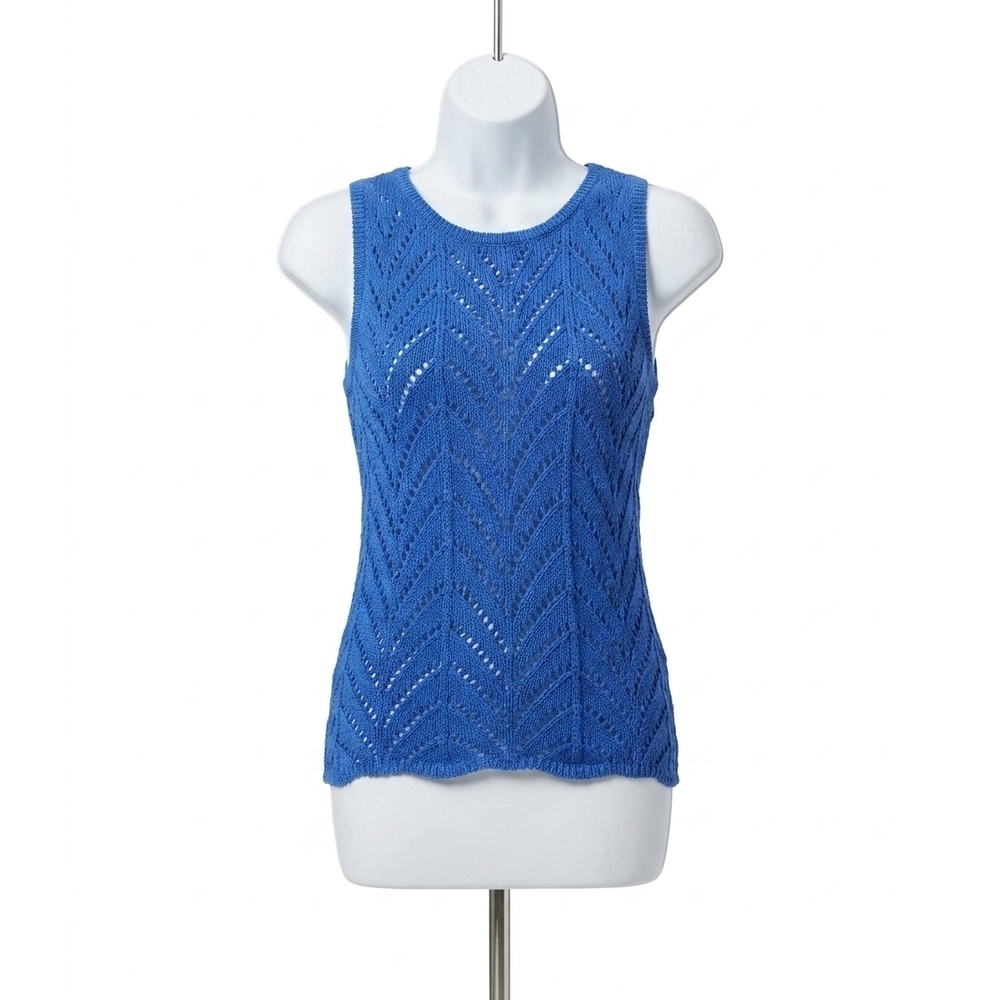 NEW KAREN KANE crochet sweater tank in blue